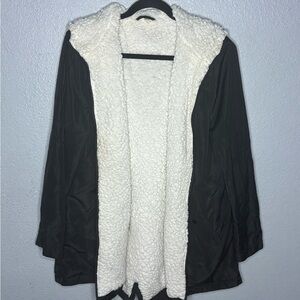 Women's Black and White Sherpa Lined Jacket